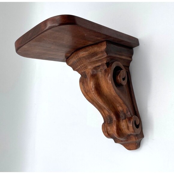 2 Vintage Solid Wood Corbels Brackets Bookends Mantel/Bar/Shelf 7" x 7" x 4.5" - Picture 5 of 13